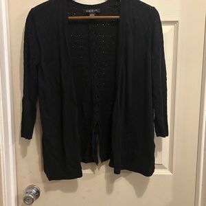 August Silk Black Open-Front Sweater -size large